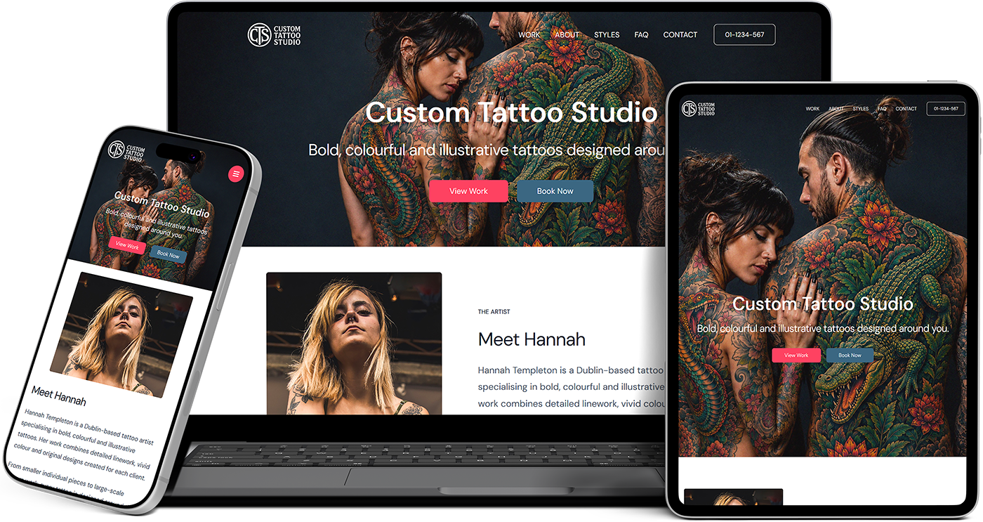tattoo website showcase